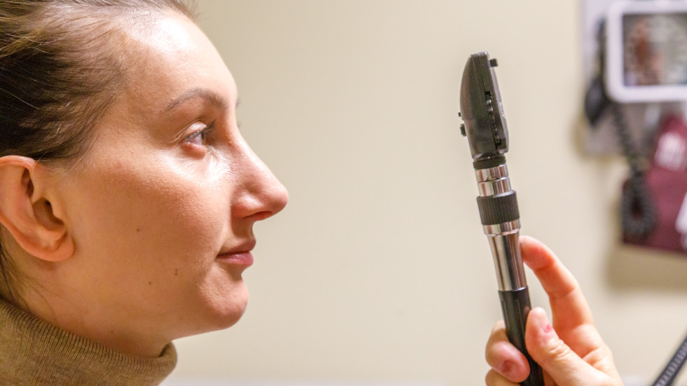 An eye exam given during an eligibility physical